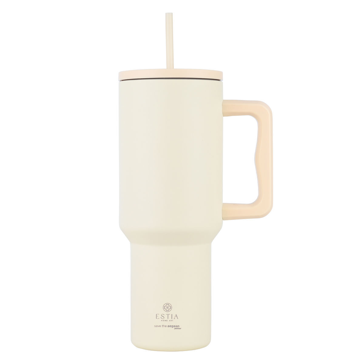 Estia Straw Tumbler XL Θερμός Save Tha Aegean 1200ml Lily White