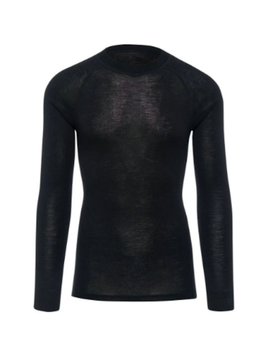  Ισοθερμική Μακρυμάνικη Μπλούζα Merino Warm για Άνδρες Μαύρη Thermowave 