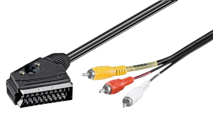 Καλώδιο Εικόνας & Ήχου Scart σε 3 Χ RCA μήκος 2m Μαύρο 21 pin Goobay