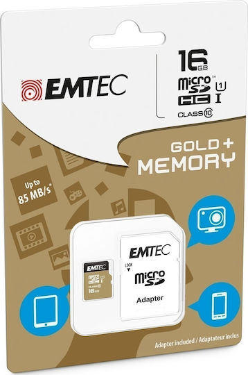 Emtec Gold microSDHC 16GB Class 10 U1 UHS-I 85MB/s + Adapter