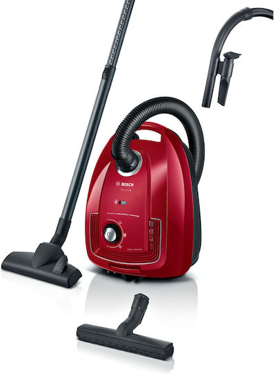 Bosch BGD38RD1H Ηλεκτρική Σκούπα 600W με Κάδο 4lt Κόκκινη