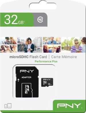 PNY Performance Plus microSDHC 32GB Class 10 U1 UHS-I με Αντάπτορα 