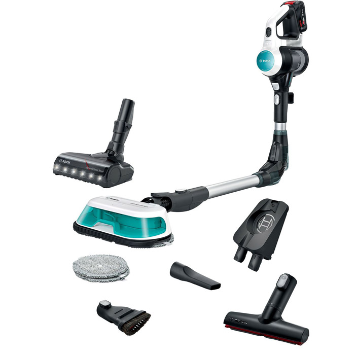 Bosch Unlimited 7 ProHygienic Aqua Επαναφορτιζόμενη Σκούπα 2 σε 1 Stick & Χειρός 18V Λευκή