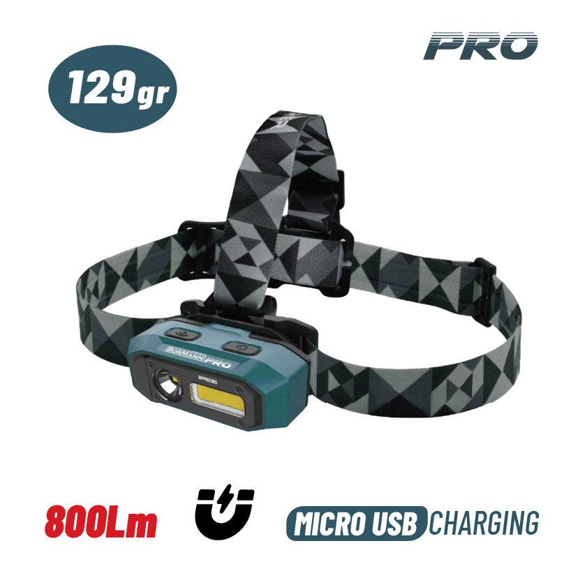 BORMANN Pro BPR6065 Φακός Κεφάλης Επαναφορτιζόμενος Διπλής Λειτουργίας, 800Lm BORMANN Pro BPR6065 Φακός Κεφάλης Επαναφορτιζόμενος Διπλής Λειτουργίας, 800Lm