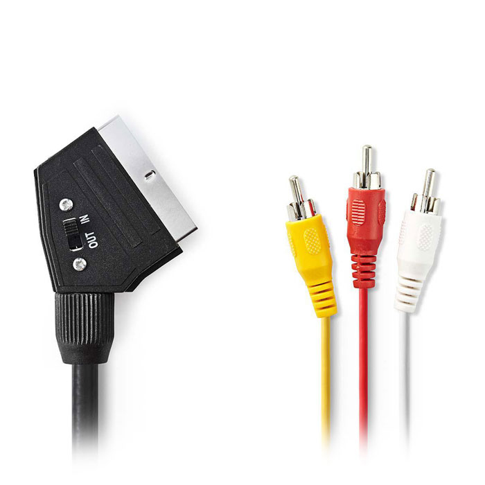 Καλώδιο Scart Nedis 3xRCA Male 2m CVGL 31130BK  