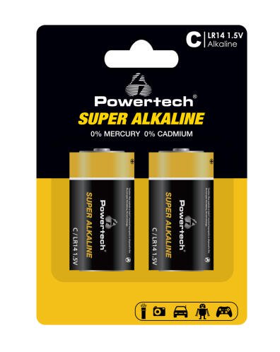 Μπαταρίες Super Alkaline C Lr14 1.5V 2τμχ Powertech Μπαταρίες Super Alkaline C Lr14 1.5V 2τμχ Powertech
