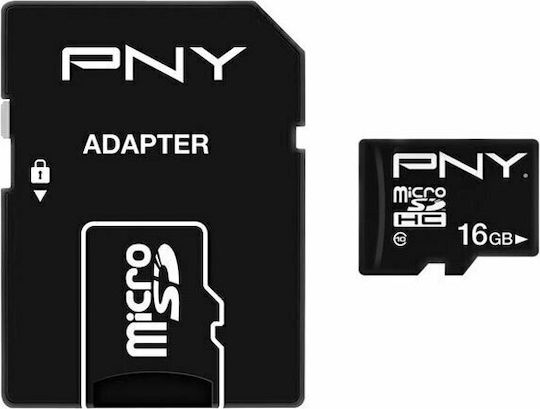 PNY microSDHC 16GB Class 10 U1 UHS-I με αντάπτορα