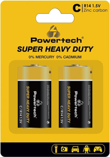 Μπαταρίες Zinc C 1.5V 2τμχ Powertech Μπαταρίες Zinc C 1.5V 2τμχ Powertech